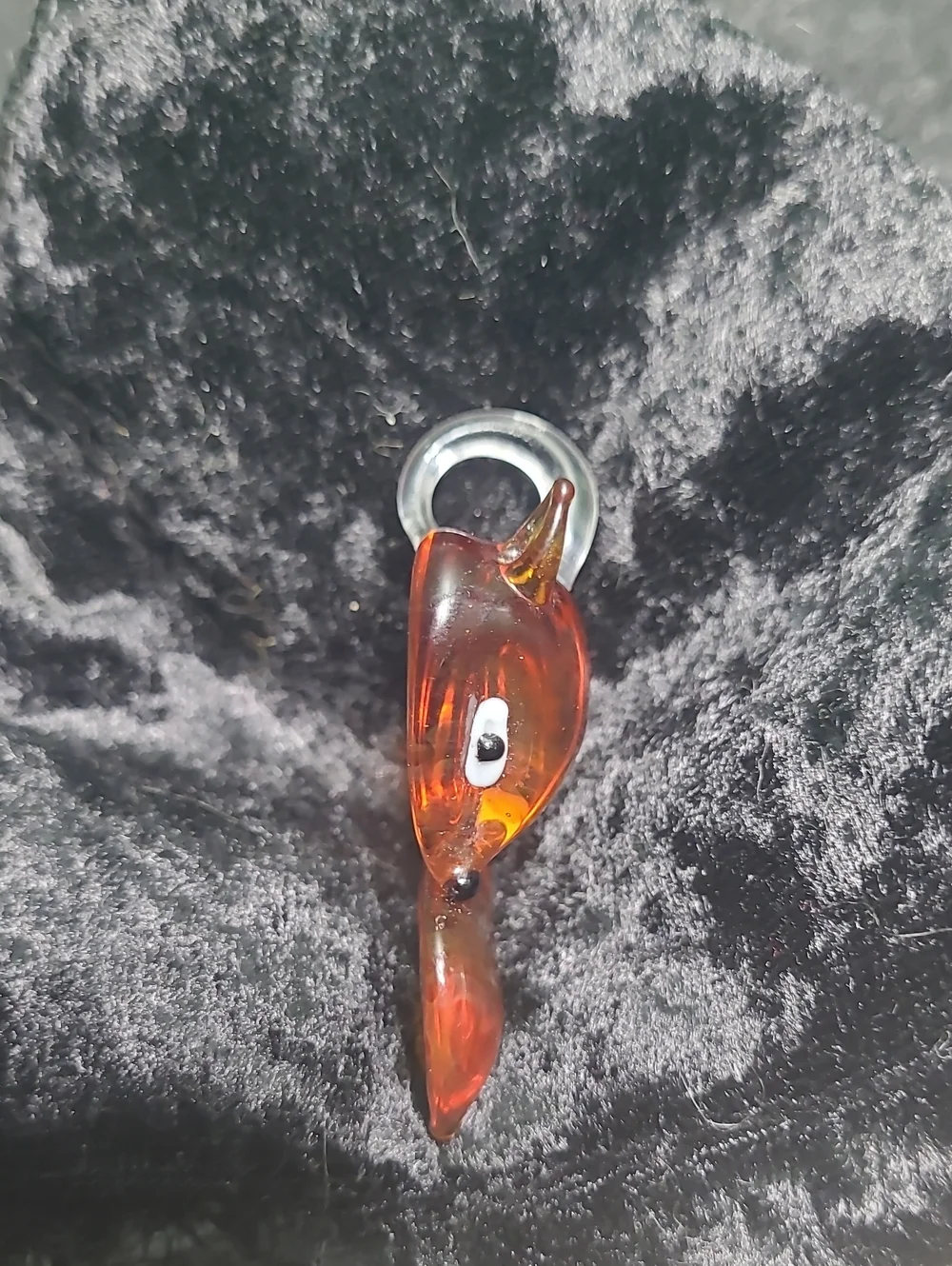 Amber Glass Fox Necklace Pendant - Picture 4 of 4